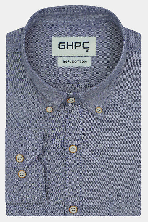 Men's 100% Cotton Plain Solid Full Sleeves Shirt (Navy)