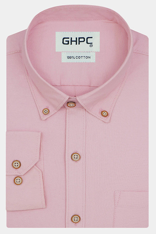 Men's 100% Cotton Plain Solid Full Sleeves Shirt (Pink)