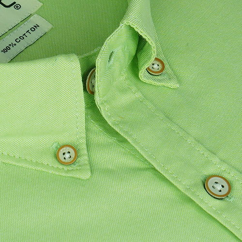 Men's 100% Cotton Plain Solid Full Sleeves Shirt (Green)