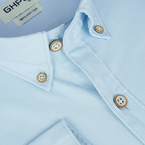Men's 100% Cotton Plain Solid Full Sleeves Shirt (Sky Blue)