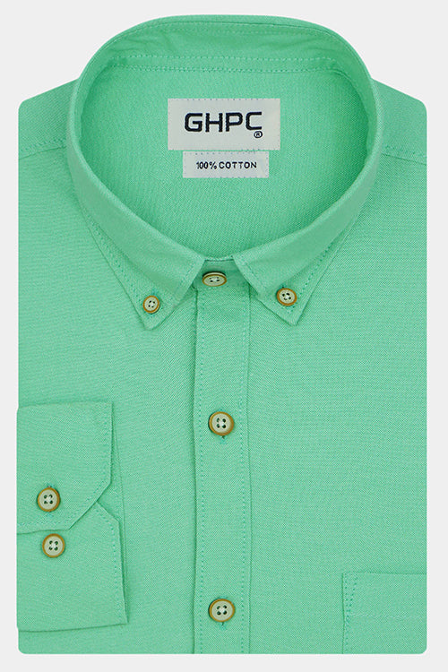 Men's 100% Cotton Plain Solid Full Sleeves Shirt (Turquoise)