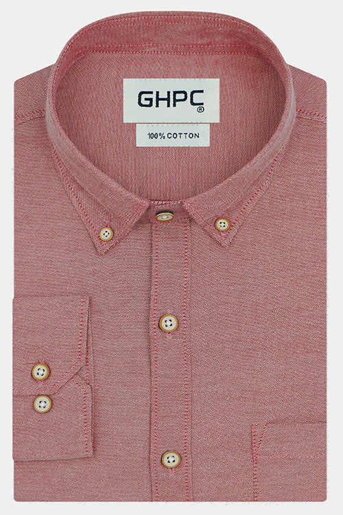 Men's 100% Cotton Plain Solid Full Sleeves Shirt (Rust)