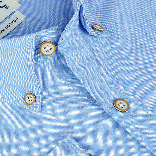 Men's 100% Cotton Plain Solid Full Sleeves Shirt (Blue)