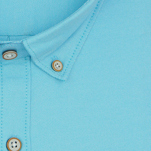 Men's 100% Cotton Plain Solid Full Sleeves Shirt (Turquoise Blue)