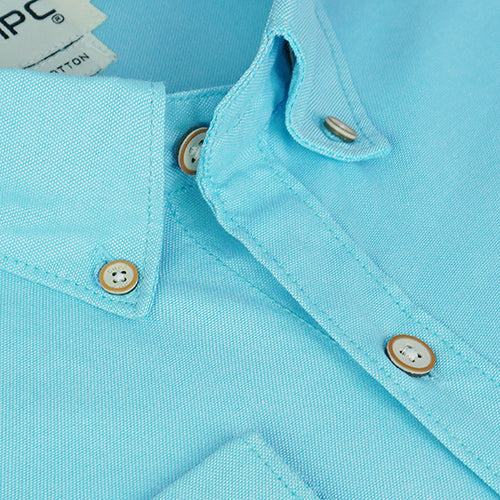 Men's 100% Cotton Plain Solid Full Sleeves Shirt (Turquoise Blue)
