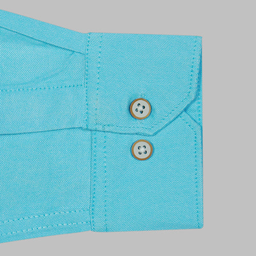 Men's 100% Cotton Plain Solid Full Sleeves Shirt (Turquoise Blue)
