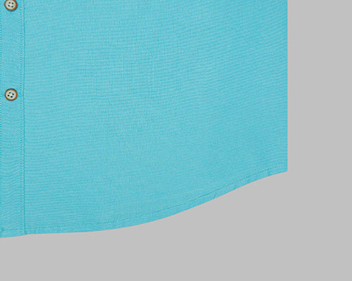 Men's 100% Cotton Plain Solid Full Sleeves Shirt (Turquoise Blue)