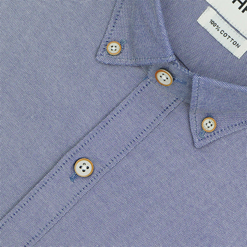 Men's 100% Cotton Plain Solid Half Sleeves Shirt (Navy)