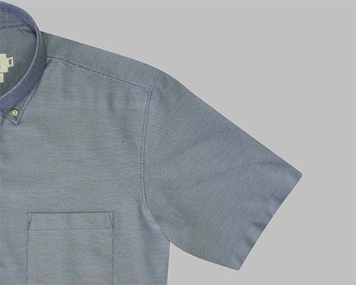 Men's 100% Cotton Plain Solid Half Sleeves Shirt (Navy)