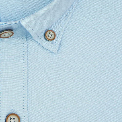 Men's 100% Cotton Plain Solid Half Sleeves Shirt (Sky Blue)