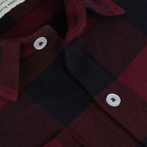 Men's Winter Wear Cottswool Big / Buffalo Checkered Full Sleeves Shirt (Maroon) CW231404_3
