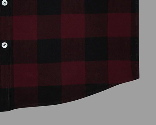 Men's Winter Wear Cottswool Big / Buffalo Checkered Full Sleeves Shirt (Maroon) CW231404_6