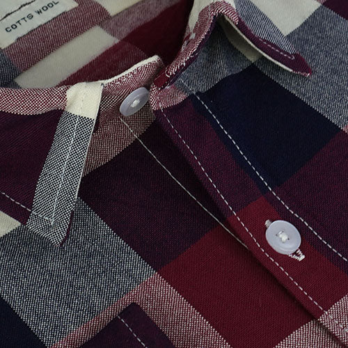 Men's Winter Wear Cottswool Big / Buffalo Checkered Full Sleeves Shirt (Maroon) CW231904_3
