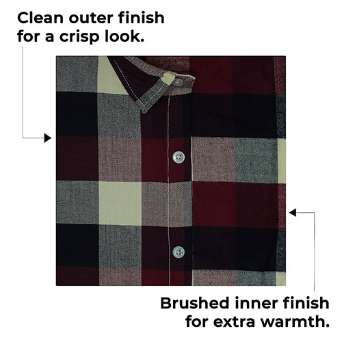 Men's Winter Wear Cottswool Big / Buffalo Checkered Full Sleeves Shirt (Maroon) CW231904_4