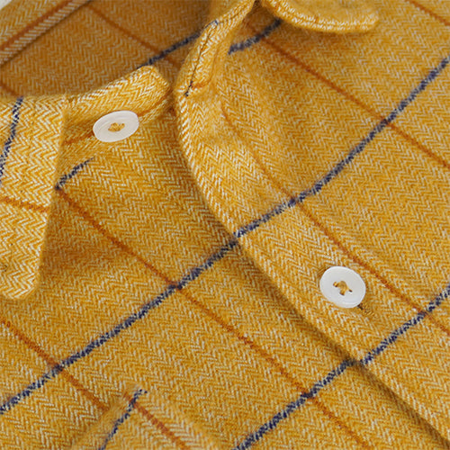Men's Winter Wear Cottswool Graph Checks Full Sleeves Shirt (Yellow) CW232310_3
