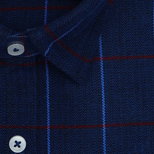 Men's Winter Wear Cottswool Graph Checkered Full Sleeves Shirt (Blue) CW232347_2