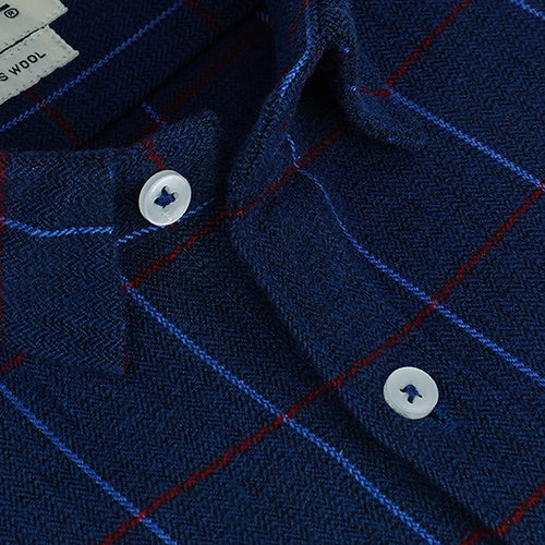 Men's Winter Wear Cottswool Graph Checkered Full Sleeves Shirt (Blue) CW232347_3