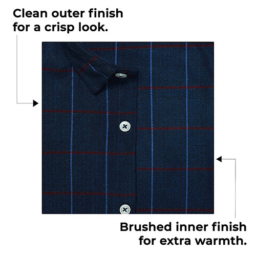 Men's Winter Wear Cottswool Graph Checkered Full Sleeves Shirt (Blue) CW232347_4