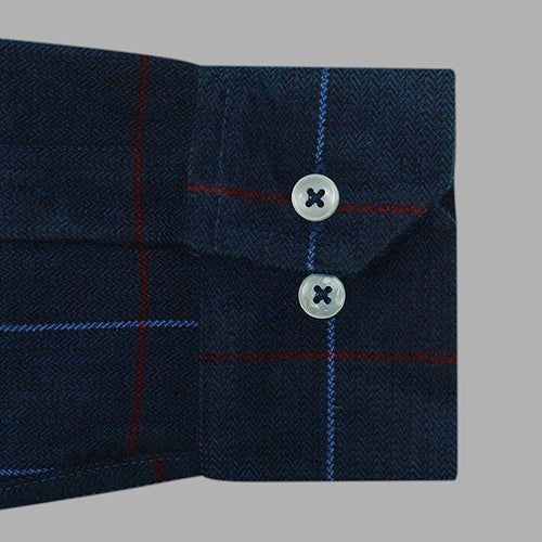 Men's Winter Wear Cottswool Graph Checkered Full Sleeves Shirt (Blue) CW232347_5