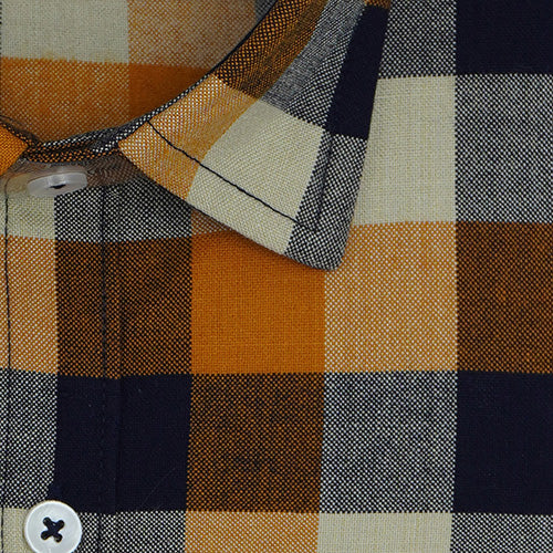Men's Winter Wear Cottswool Gingham Checkered Full Sleeves Shirt (Orange) CW232712_2