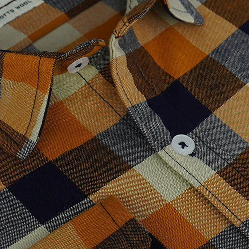 Men's Winter Wear Cottswool Gingham Checkered Full Sleeves Shirt (Orange) CW232712_3