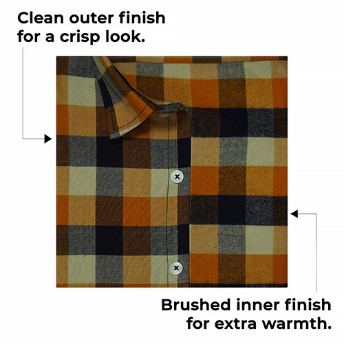 Men's Winter Wear Cottswool Gingham Checkered Full Sleeves Shirt (Orange) CW232712_4