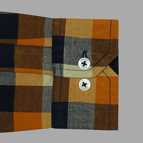Men's Winter Wear Cottswool Gingham Checkered Full Sleeves Shirt (Orange) CW232712_5