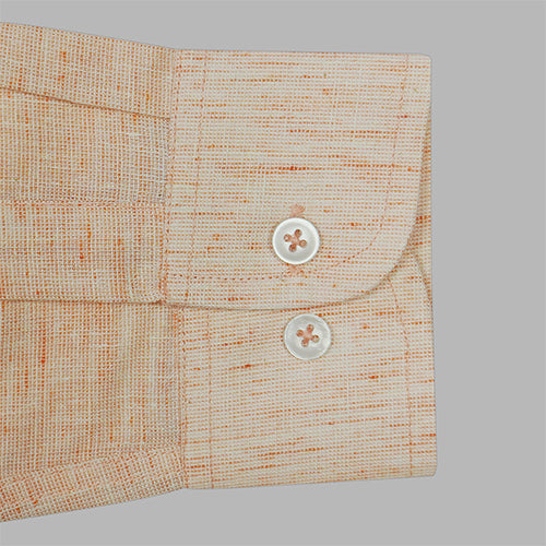 Men's Cotton Linen Plain Solid Full Sleeves Shirt (Orange)