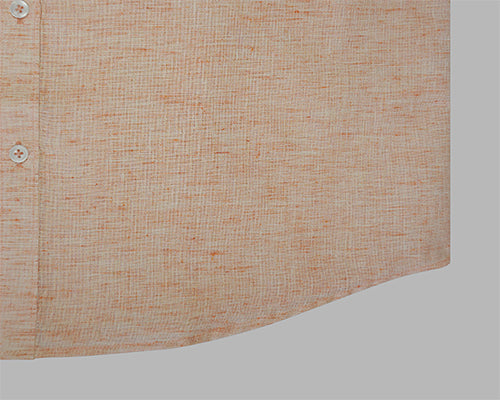 Men's Cotton Linen Plain Solid Full Sleeves Shirt (Orange)