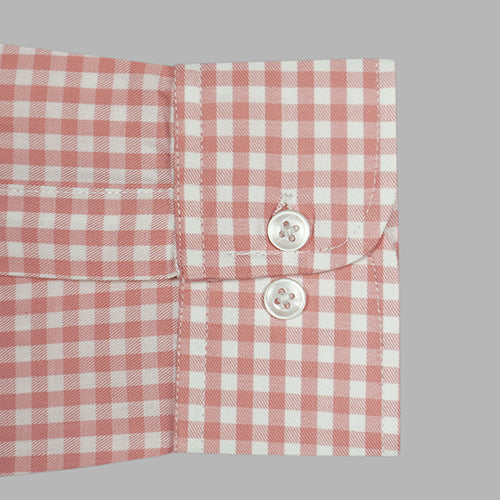 Men's 100% Cotton Gingham Checkered Full Sleeves Shirt (Peach) FSF408325_4