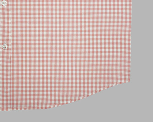 Men's 100% Cotton Gingham Checkered Full Sleeves Shirt (Peach) FSF408325_5