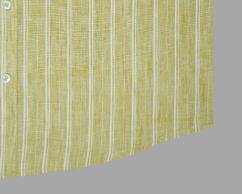 Men's Cotton Linen Balanced Striped Full Sleeves Shirt (Yellow)