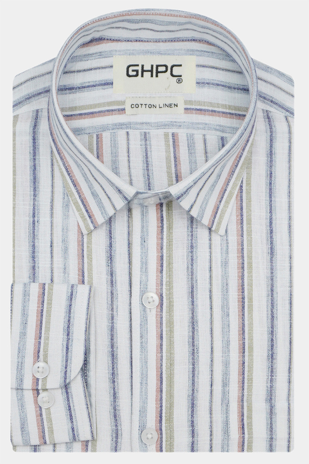 Men's Cotton Linen Striped Full Sleeves Shirts (Blue)