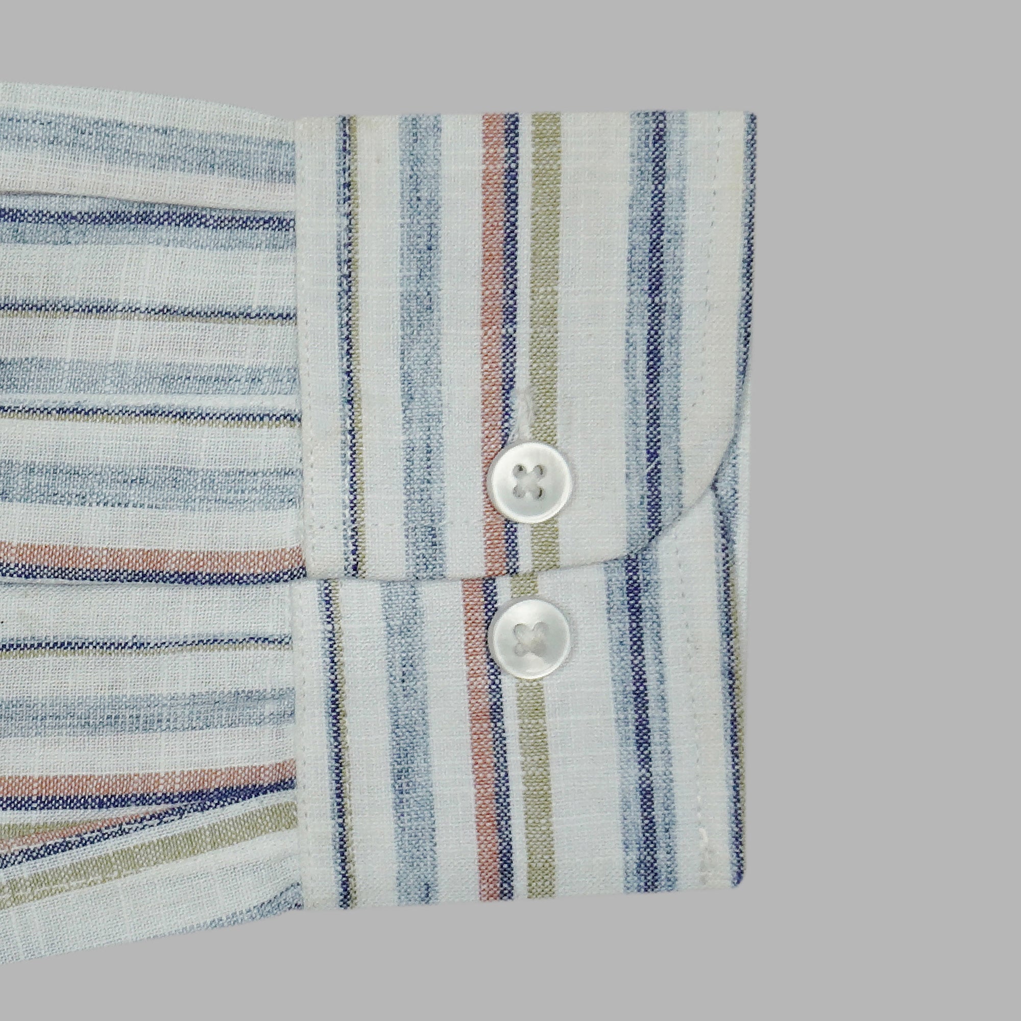 Men's Cotton Linen Striped Full Sleeves Shirts (Blue)