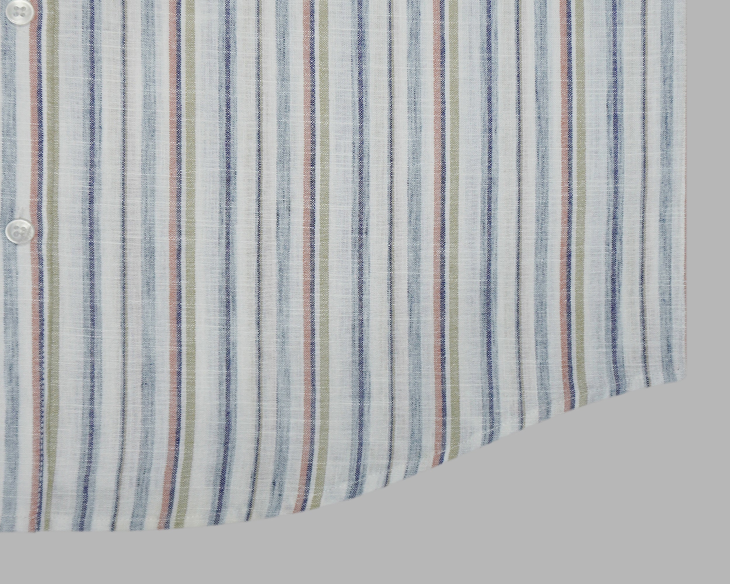 Men's Cotton Linen Striped Full Sleeves Shirts (Blue)