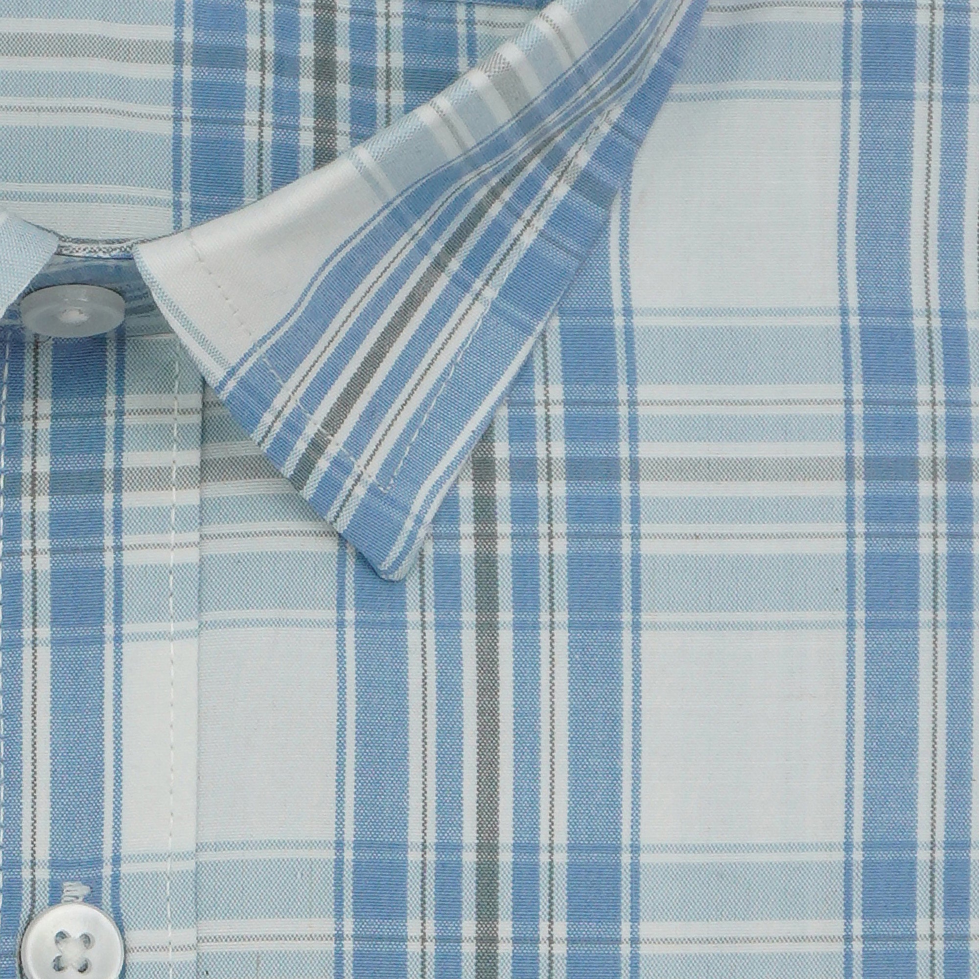 Men's 100% Cotton Checkered Full Sleeves Shirt (Blue)