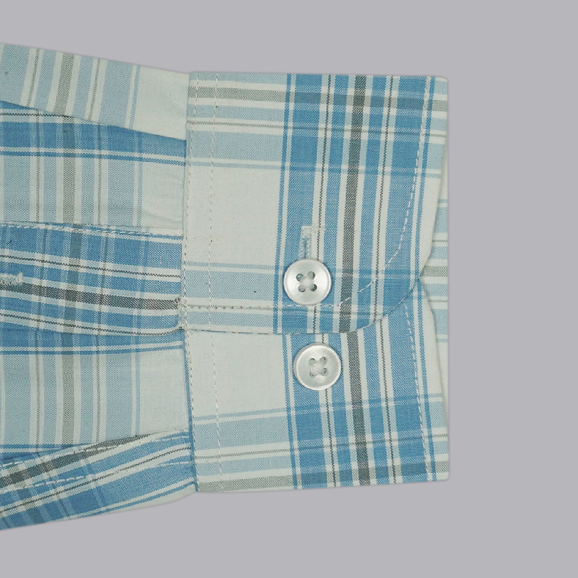 Men's 100% Cotton Checkered Full Sleeves Shirt (Blue)