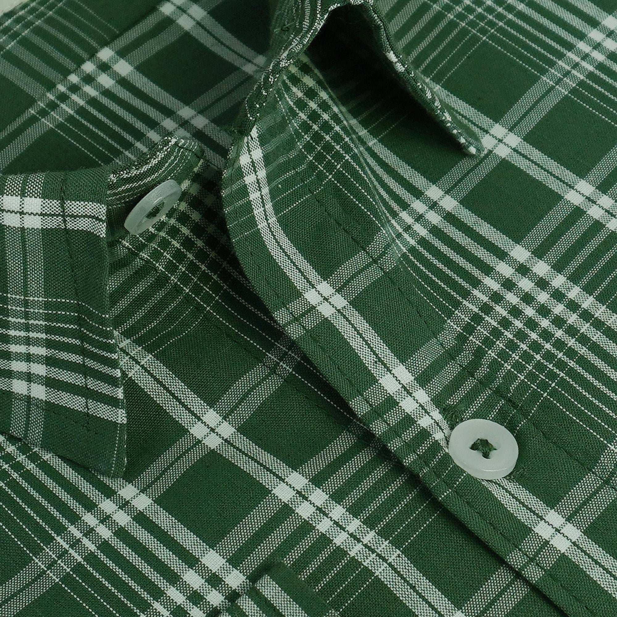 Men's 100% Cotton Checkered Full Sleeves Shirt (Green)