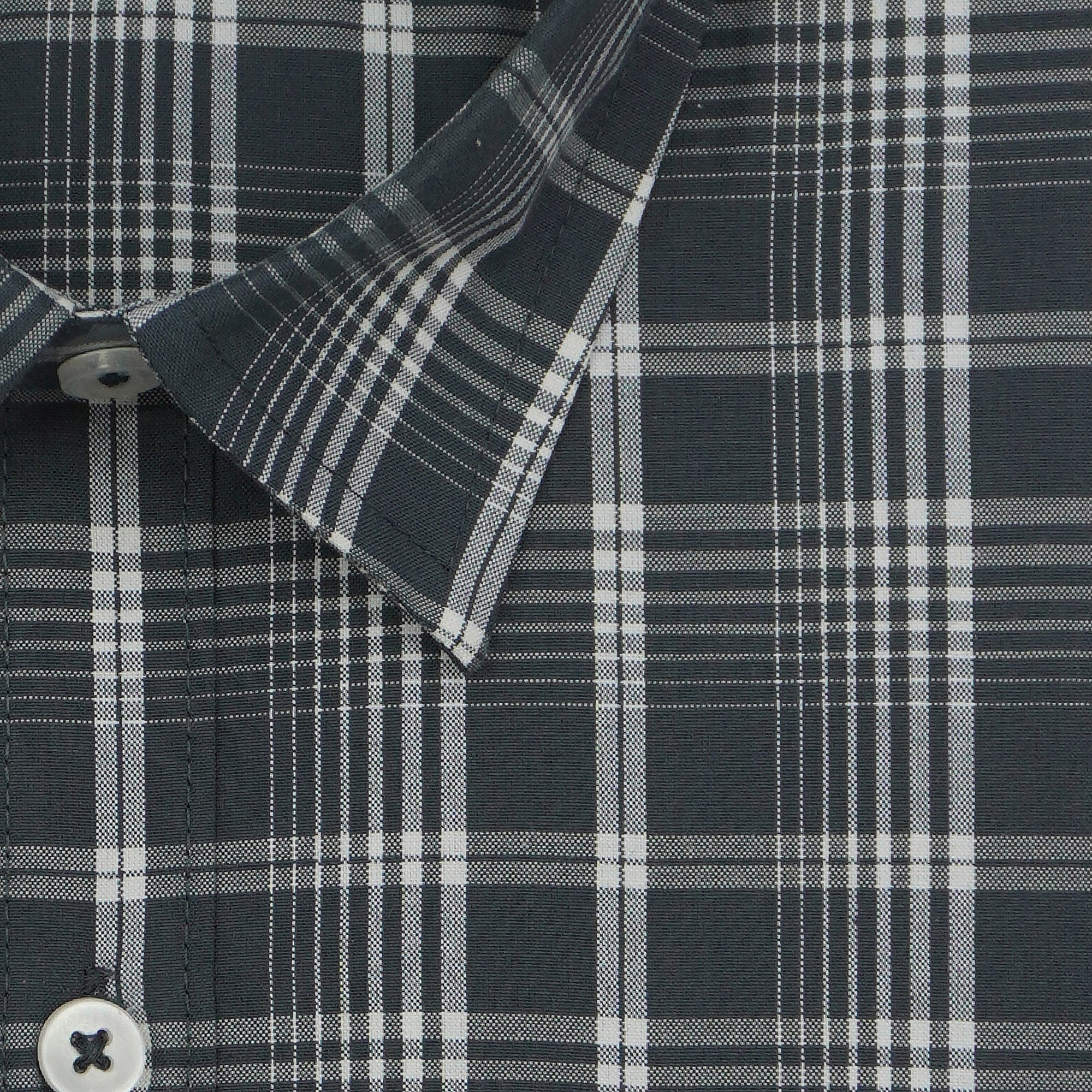 Men's 100% Cotton Checkered Full Sleeves Shirt (Grey)