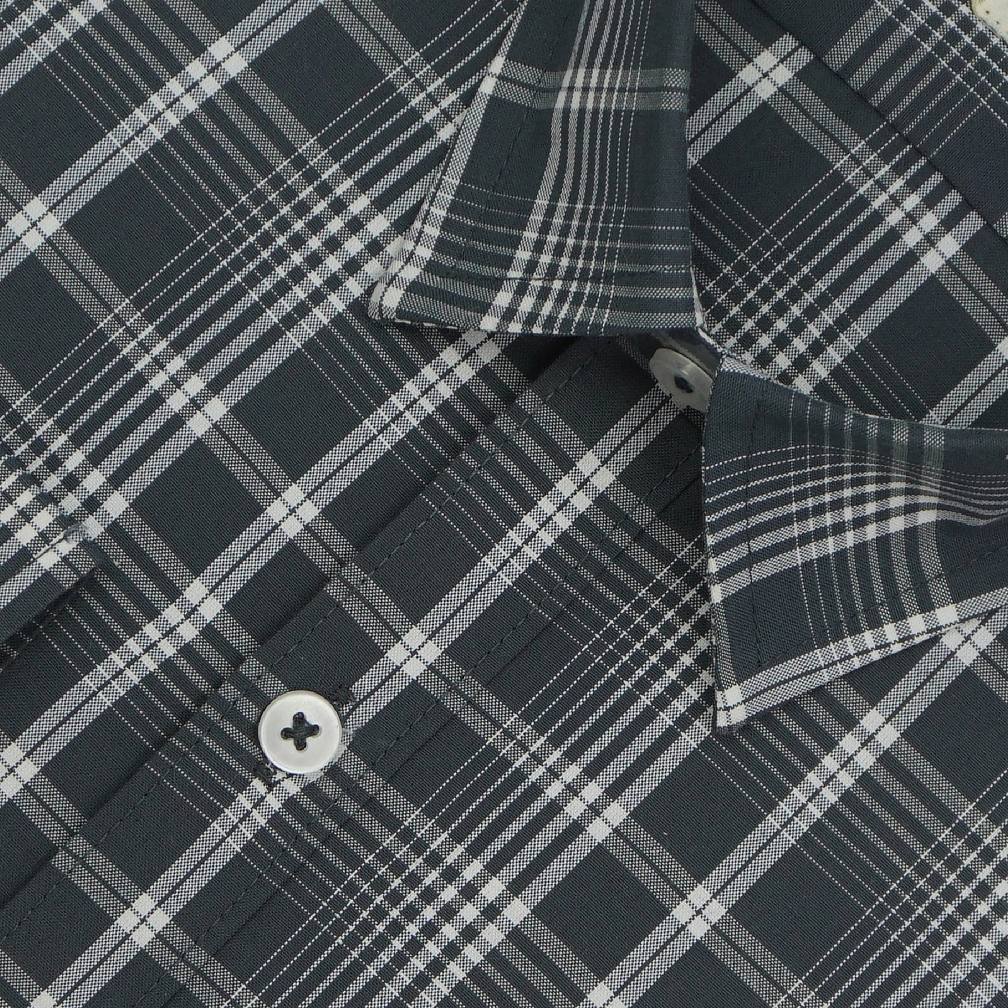 Men's 100% Cotton Checkered Full Sleeves Shirt (Grey)