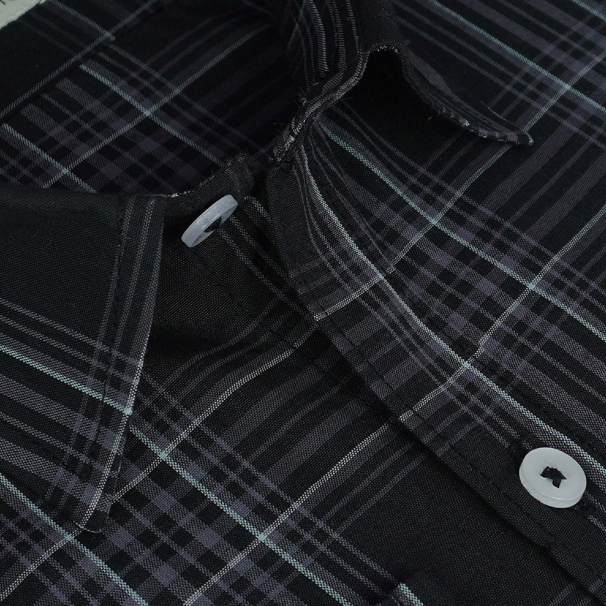 Men's 100% Cotton Checkered Full Sleeves Shirt (Black)