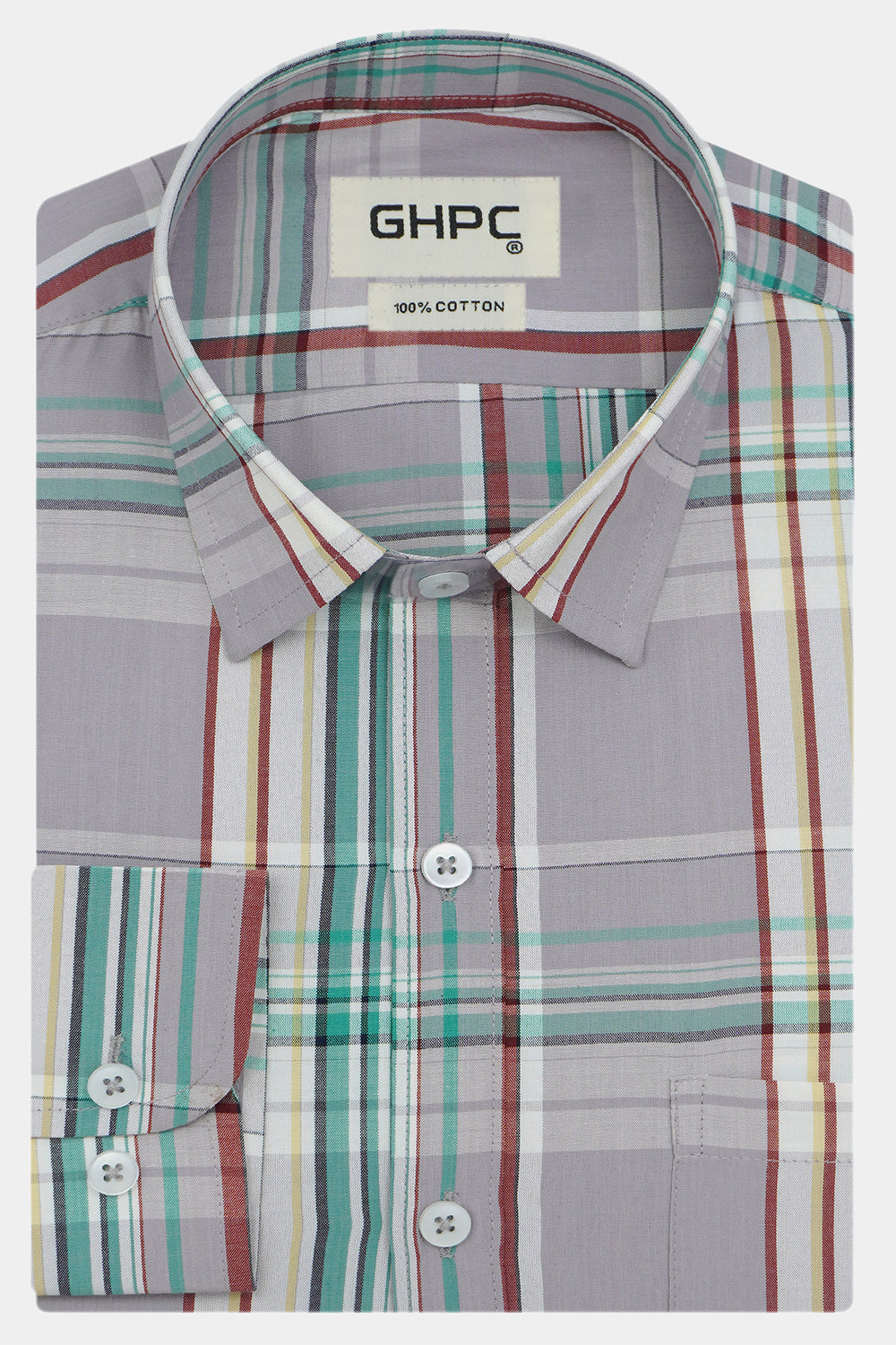 Men's 100% Cotton Checkered Full Sleeves Shirts (Green)
