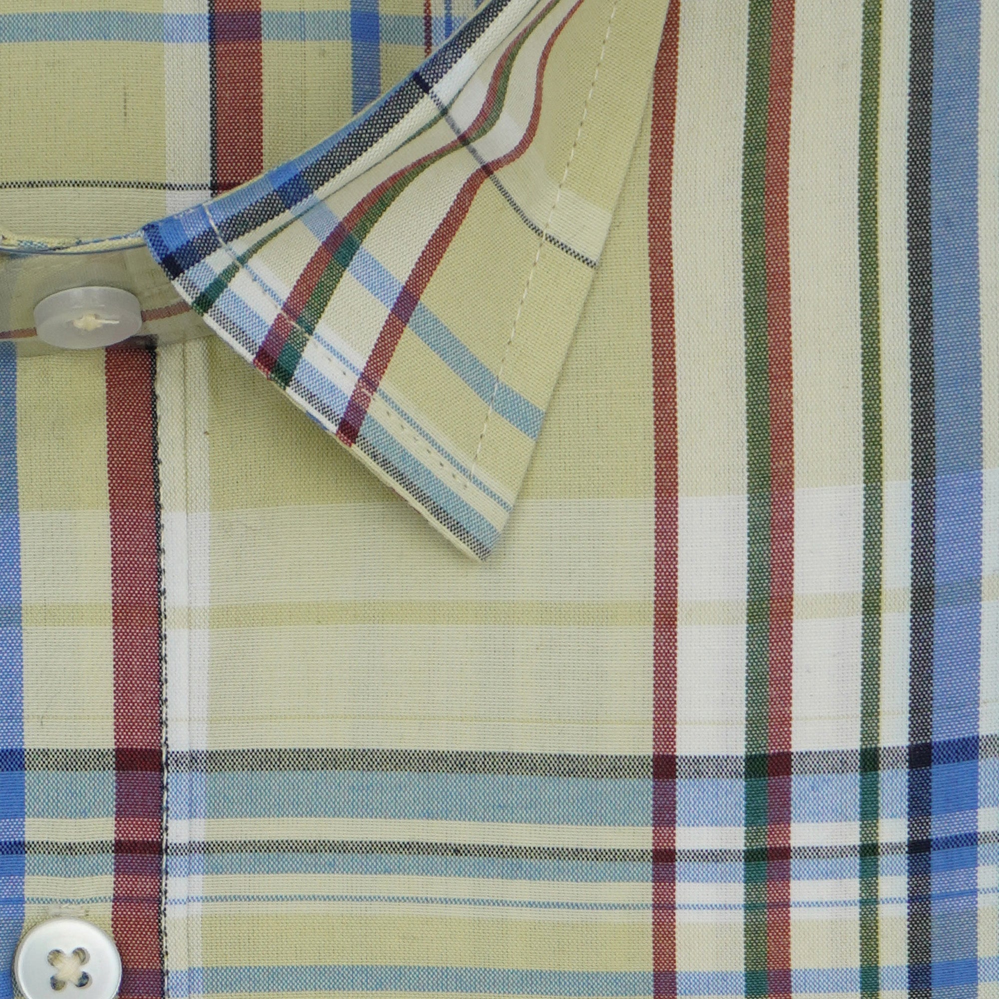 Men's 100% Cotton Checkered Full Sleeves Shirts (Blue)
