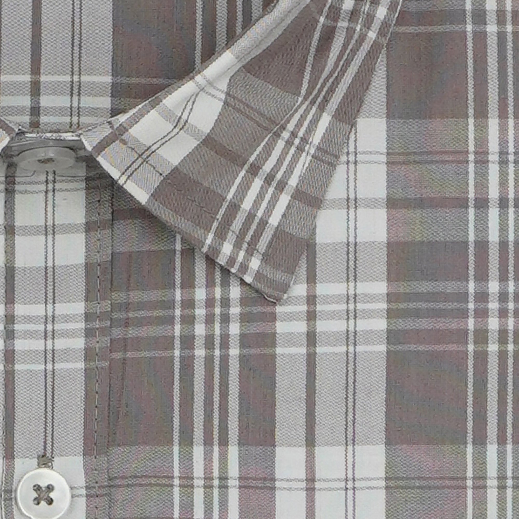 Men's 100% Cotton Checkered Full Sleeves Shirt (Brown)