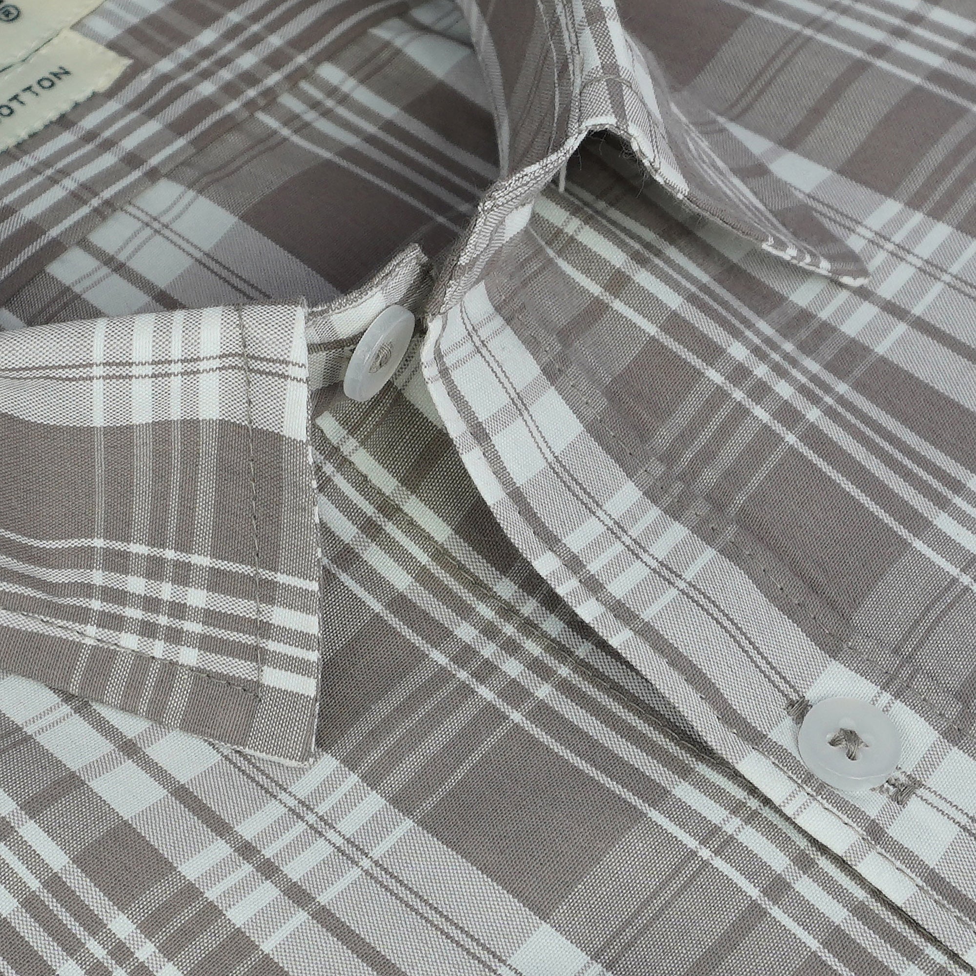 Men's 100% Cotton Checkered Full Sleeves Shirt (Brown)