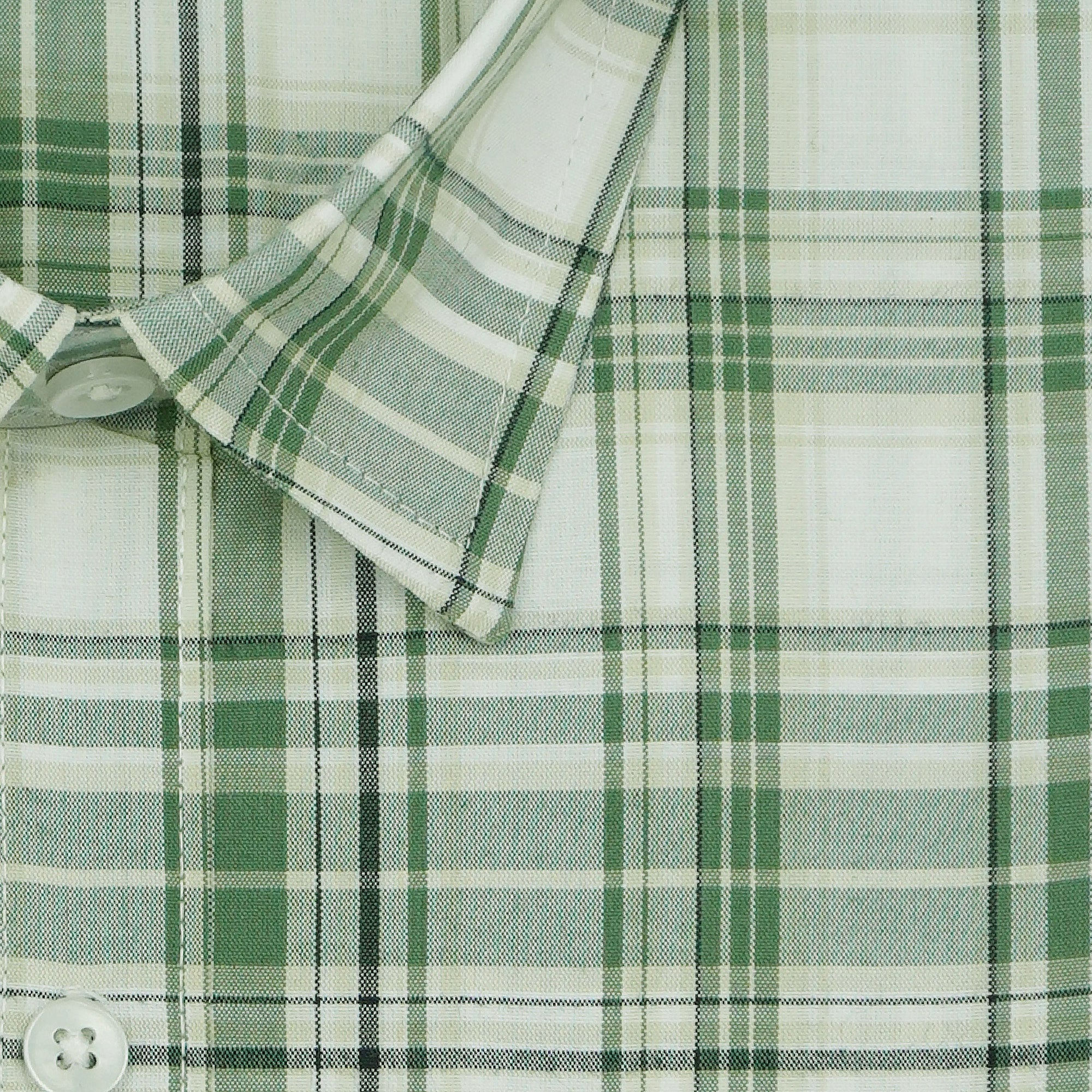 Men's 100% Cotton Checkered Full Sleeves Shirt (Green)