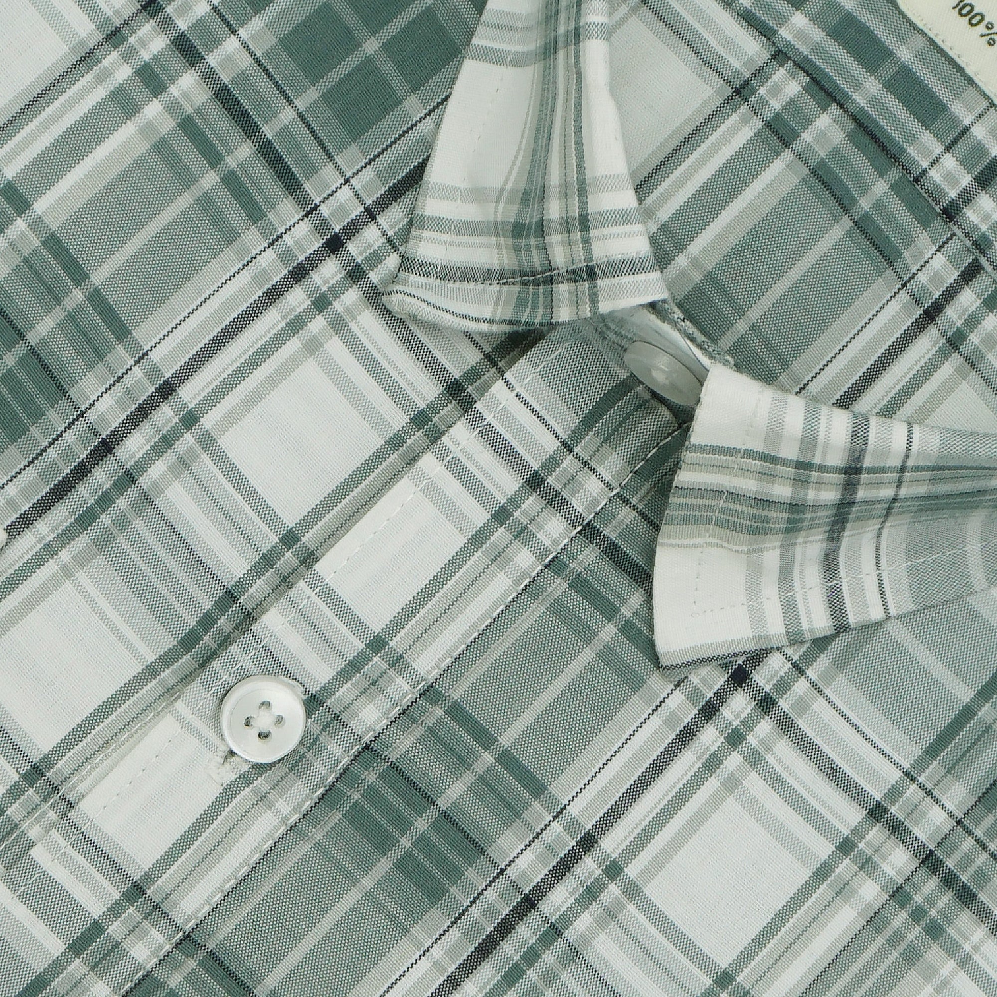 Men's 100% Cotton Checkered Full Sleeves Shirt (Grey)