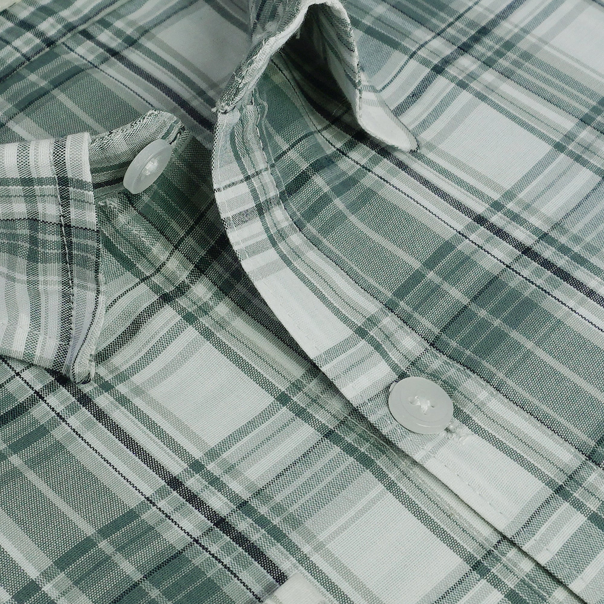 Men's 100% Cotton Checkered Full Sleeves Shirt (Grey)