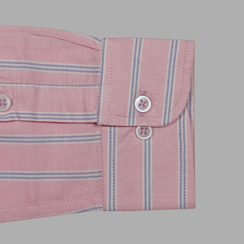 Men's 100% Cotton Shadow Striped Full Sleeves Shirt (Pink) FSF514711_5