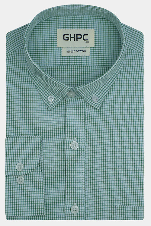 Men's 100% Cotton Graph Checkered Full Sleeves Shirt (Green) FSF516618_1